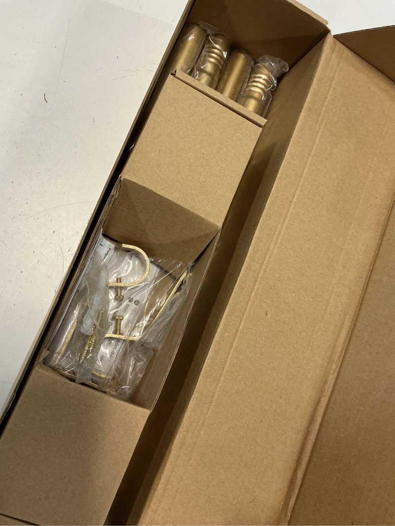 Condition photo showing Good Condition for ceramic curtain rods for windows 18 to 55 inch,1 inch adjustable telescoping drapery rod heavy duty window treatment single curtain rod set for bedroom,gold beige gold beige 18"-55"