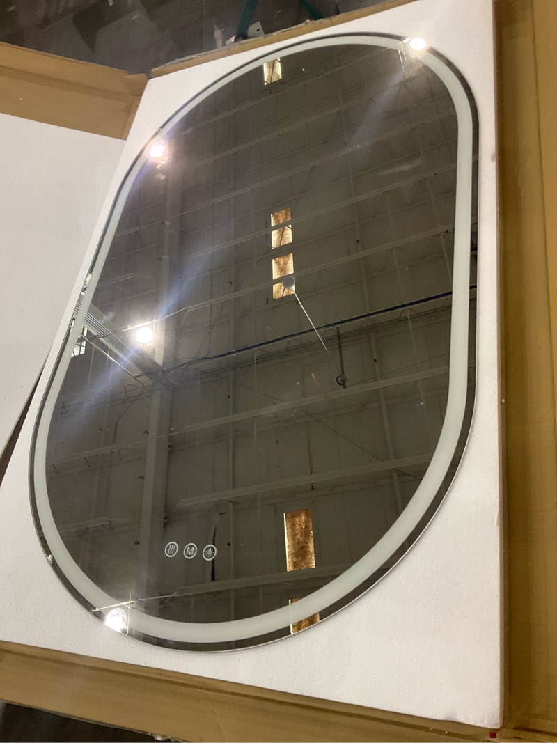 Condition photo showing New/Like New for Oval LED Bathroom Mirror 26"x42" LED Mirror with Frameless Dimmable Brightness, Anti-Fog, Lighted-Bathroom-Mirror with Front Light and Backlit, Modern Wall Mounted Lighted Mirror 42"L x 26"W
