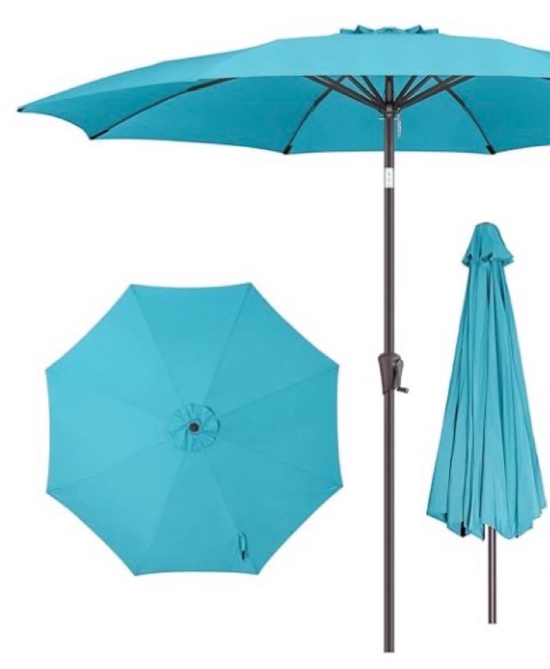 11ft Outdoor Patio Umbrella - Table Umbrella Waterprool UV Protection, Sombrillas de Patio with Push Button Tilt&Crank, Sun Umbrella for Pool, Porch, Garden, Deck, Backyard(Sky Blue)