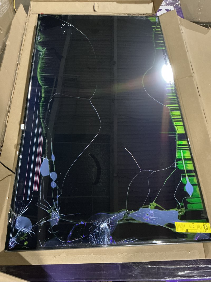 Condition photo showing As Is for screen damaged . samsung 65-inch class qled q7f series samsung vision ai smart tv (2025 model, 65q7f) quantum hdr, object tracking sound lite, q4 ai gen1 processor, 4k upscaling, gaming hub, alexa built-in