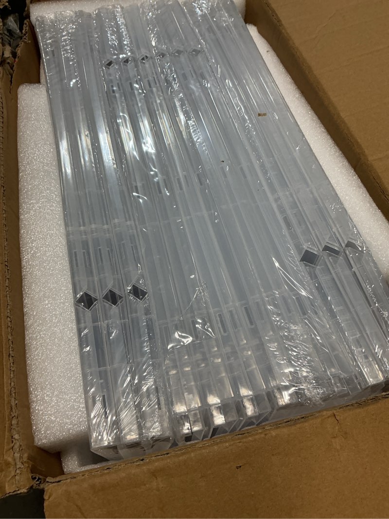 Condition photo showing New/Like New for 12 pack clear shoe storage organizer with magnetic door,stackable plastic shoe boxes for sneakers,boots,and heels,space-saving foldable shoe rack for closet,durable shoe cabinet organizer,white white 12 pcs