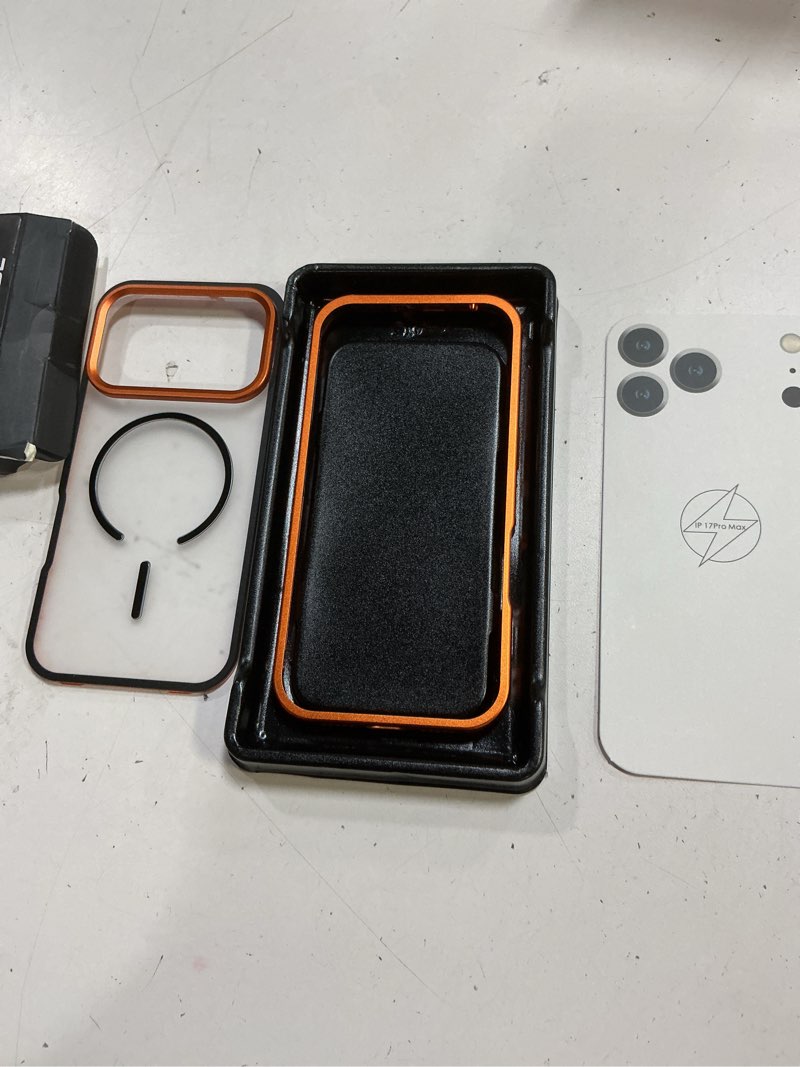 Condition photo showing Good Condition for chubbycable chubbyarmor snappro easy clip-on full protective bumper metal phone case for iphone 17 pro max, cosmic orange cosmic orange 17 pro max
