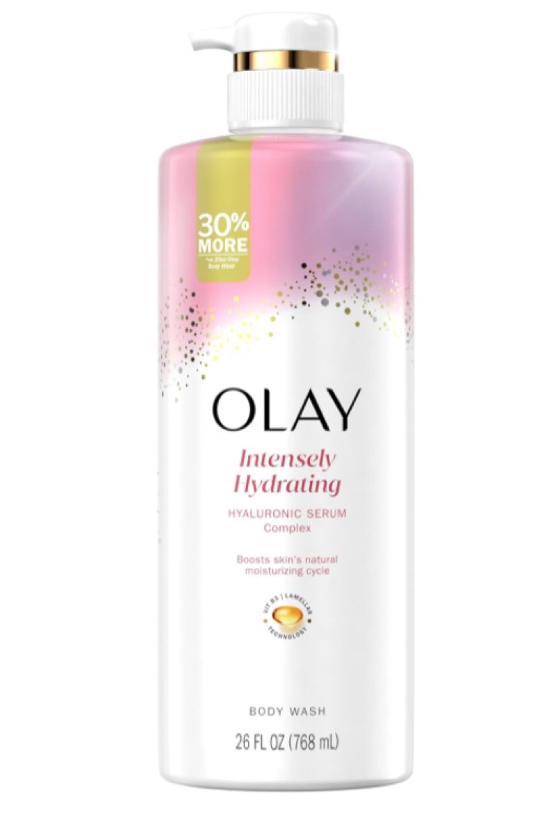 Olay Body Wash for Women, Intensely Hydrating, Hyaluronic Acid Serum Complex, Renews Moisture, Free of Parabens & Phthalates, Vitamin B3 Lameller Technology, For All Skin Types, 26 fl oz