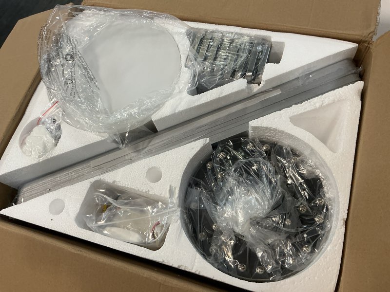 Condition photo showing Good Condition for jsaitee 52 inch ceiling fan with light, 6 speeds reversible low profile ceiling fan with light and remote/app control, 3 color temp+dimmable rgb, 8 blades, flush mount quiet ceiling fans, nickel