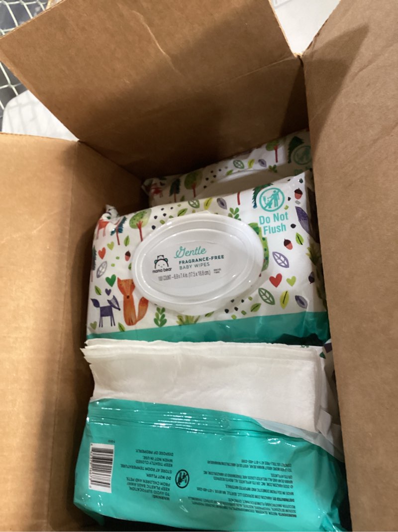 Condition photo showing As Is for Amazon Brand - Mama Bear Gentle Fragrance Free Baby Wipes, Hypoallergenic, Sensitive Skin, Unscented, 800 Count (8 Packs of 100) 100 Count (Pack of 8)