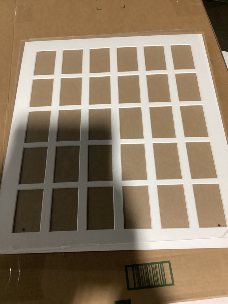 Condition photo showing Good Condition for (similar to) wood multi picture frame collage wall decor for fujifilm instax mini film - 30 openings large photo collage frame for wall - mini picture wall frame - not compatible with polaroid film size natural wood instax mini / 2x3