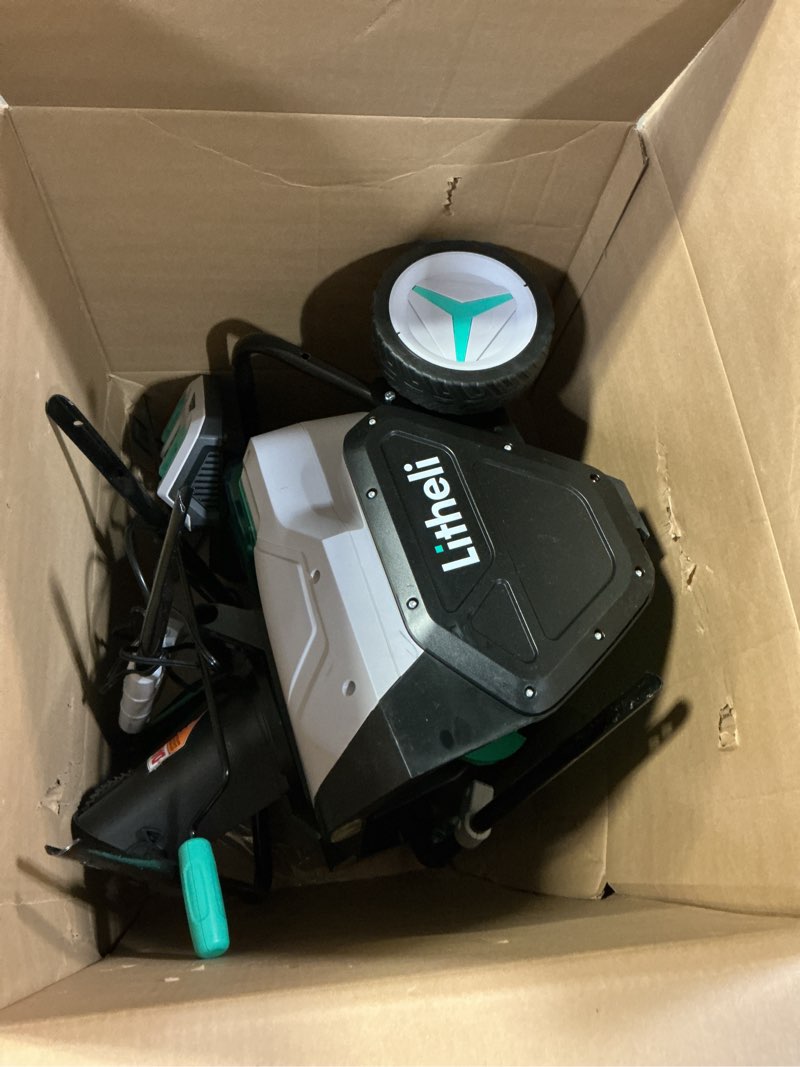 Condition photo showing As Is for Litheli 2x20V Cordless Snow Blower, 20'' Brushless Electric Snow Thrower with Wheels, 180° Adjustable Chute, LED Lights, Battery & Charger Included, Heavy Duty for Driveway Patio E1 Snow Blower