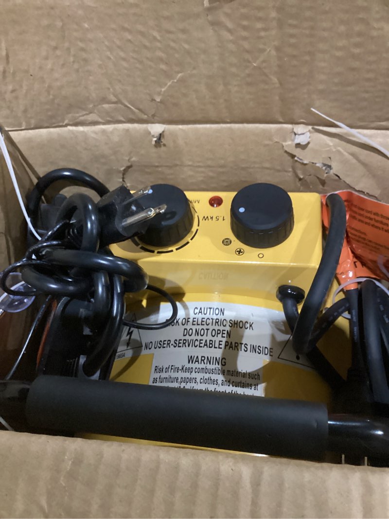 Condition photo showing Good Condition for Greenhouse Heater with Digital Thermostat, Green House Heater for Plants,1500W Electric Grow Tent Heaters, Overheat Protection, Fast Heating for Green House, Flower Room, Yellow