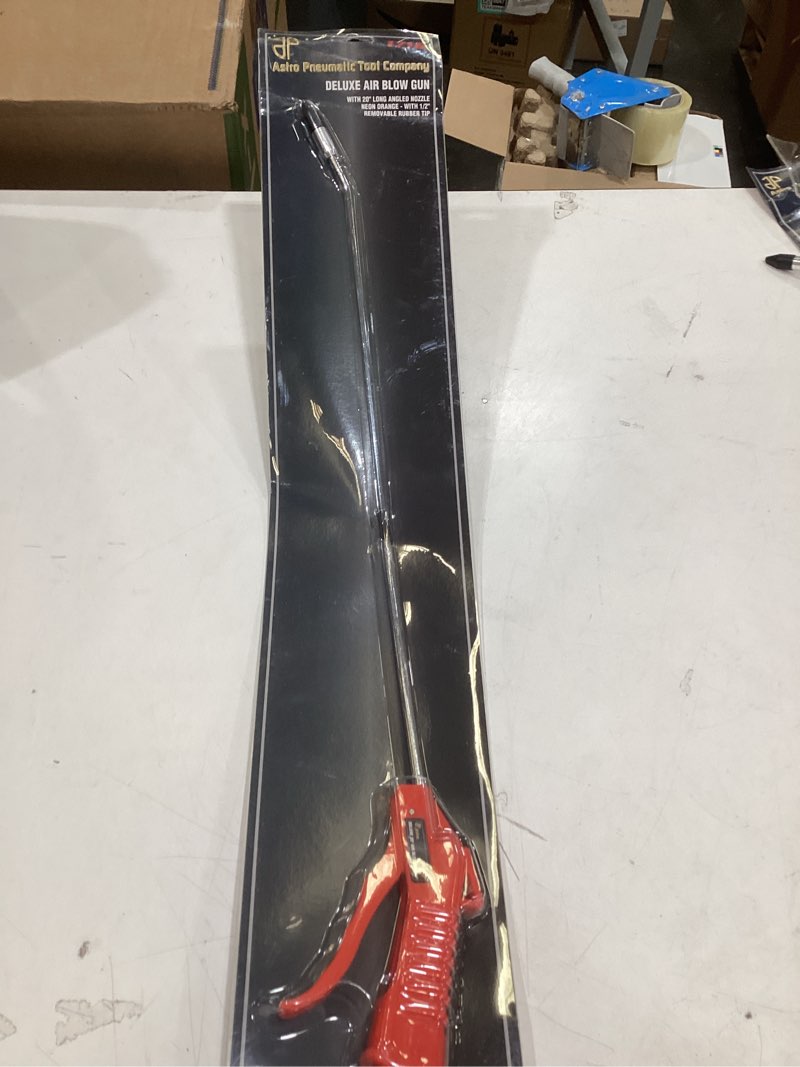 Condition photo showing As Is for astro pneumatic tool 1716 deluxe air blow gun with 20" long angled nozzle 20 in