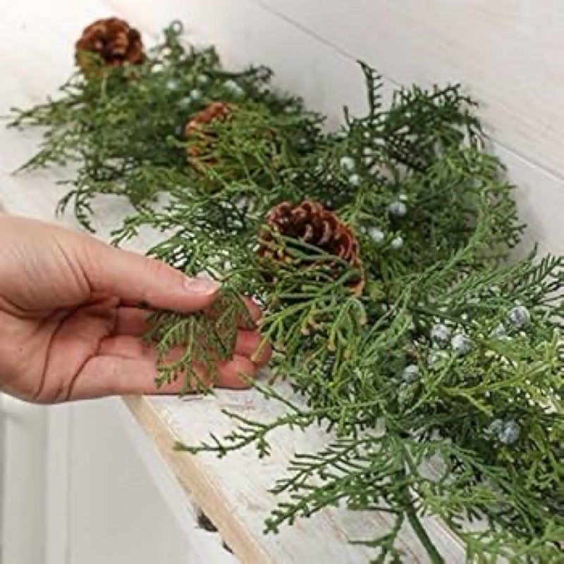 Cypress garland with pinecones