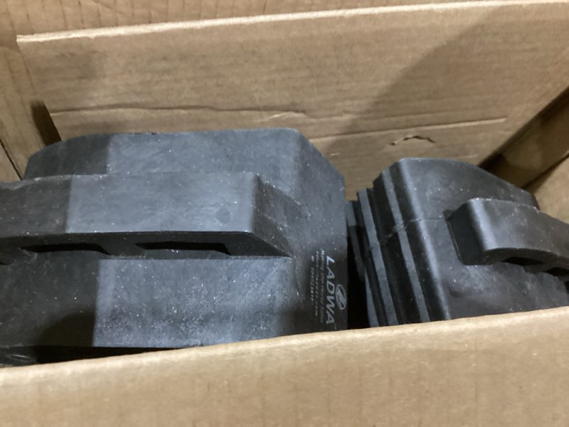 Condition photo showing Good Condition for ladwa heavy duty wheel chocks 2-pack - solid rubber non-slip durable yellow wheel chock for car, travel trailers, rv, truck, and atv - all weather use(yellow, 2 pc)