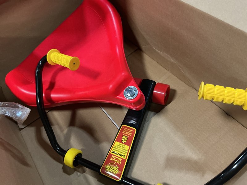 Condition photo showing As Is for Deluxe Roller Racer; Our Best Sit-Skate Scooter ~ an Ingenious Innovation; Race and Roll, Zig and Zag, Twist and Turn Indoors and Out Without Batteries or Pedals (Red)