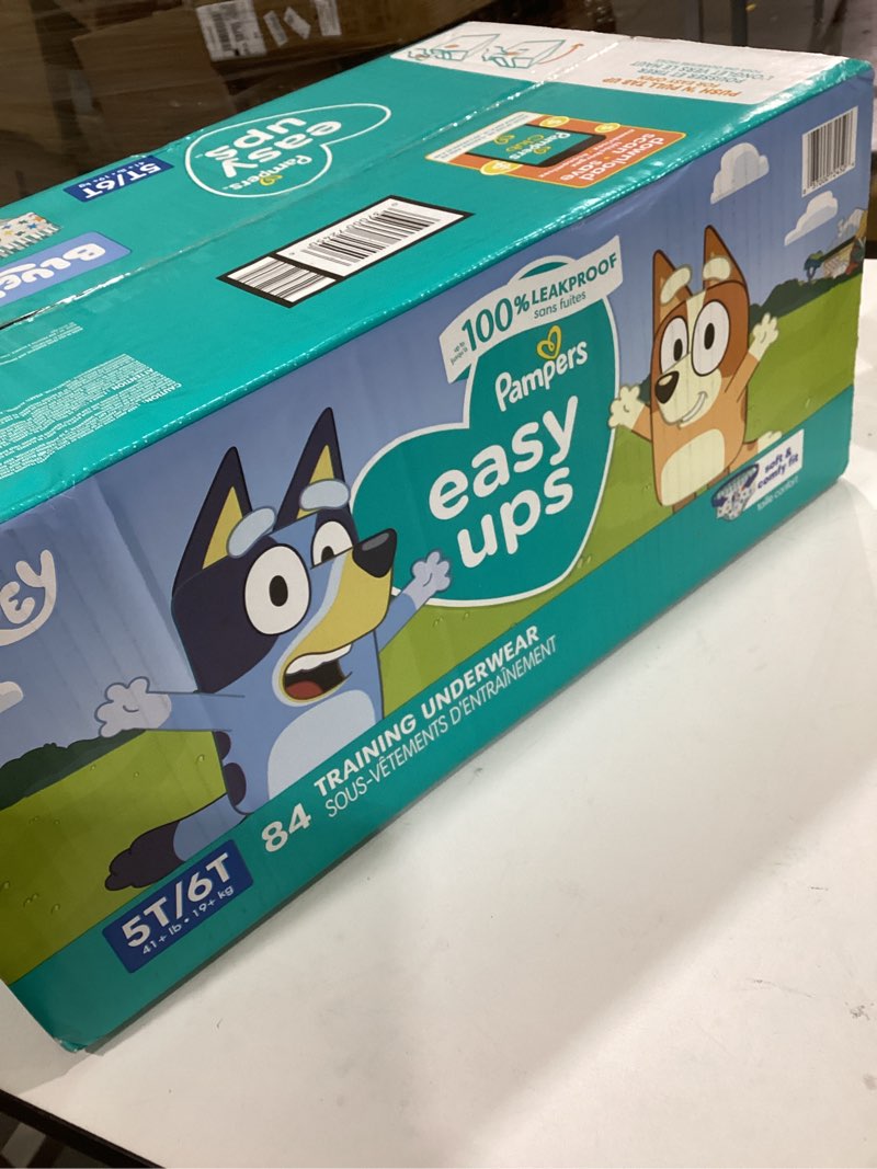 Condition photo showing Good Condition for Pampers Training Pants - Easy Ups Boys & Girls Bluey - Size 5T-6T, 84 Count, Children's Potty Underwear (Packaging May Vary) 5T-6T 84