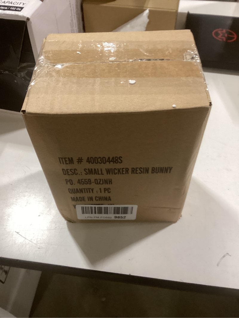 Condition photo showing Good Condition for Mud Pie Wicker Resin Bunny; Small 6 1/4" x 4 1/2"