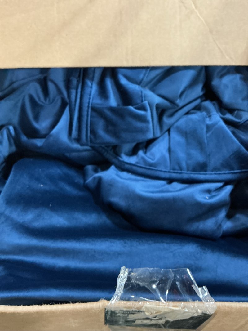 Condition photo showing As Is for StangH Navy Blue Velvet Curtains 96 inches Long for Living Room, Luxury Blackout Sliding Door Curtains Thermal Insulated Window Drapes for Bedroom, W52 x L96 inches, 1 Panel 52"W x 96"L (Pack of 1) Navy Blue