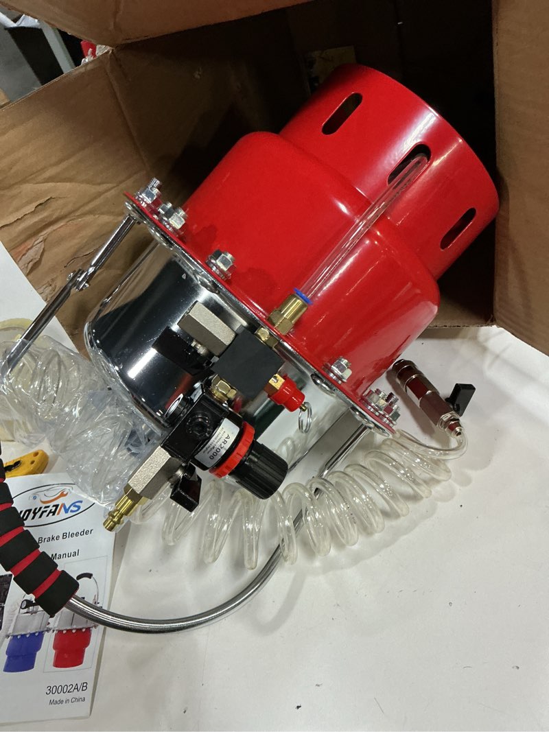 Condition photo showing As Is for pneumatic air pressure bleeder tool kit brake bleeding garage workshop mechanics