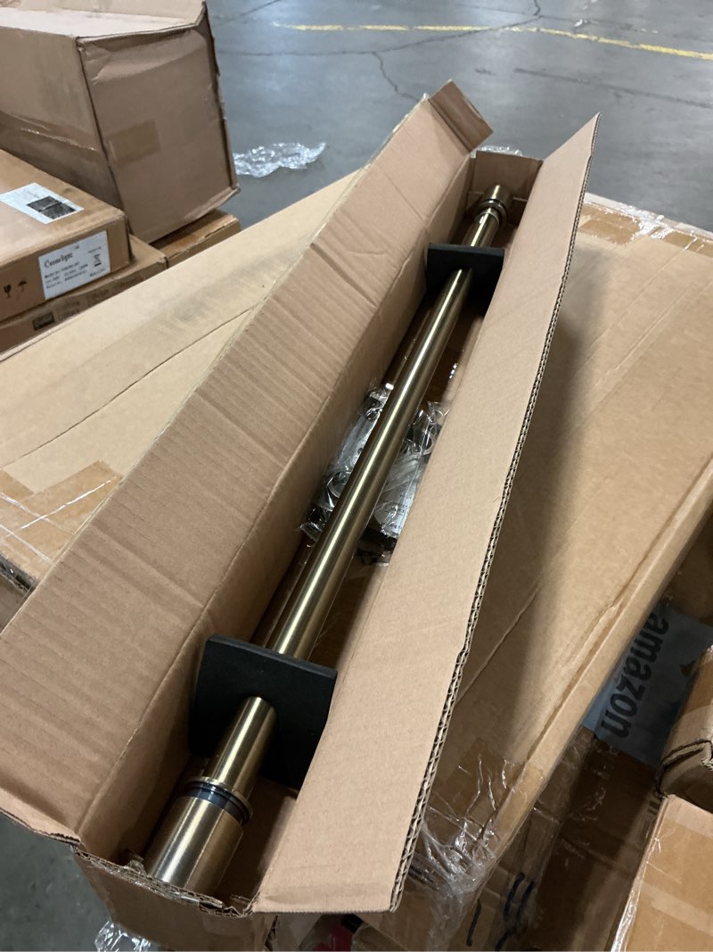 Condition photo showing As Is for curtain rods for windows 28 to 48 inches - aluminium finials and brackets - 1 inch decorative window rods - adjustable heavy duty curtain rod - wall & ceiling mounted - antique bronze finish anqiue bronze 28-48"