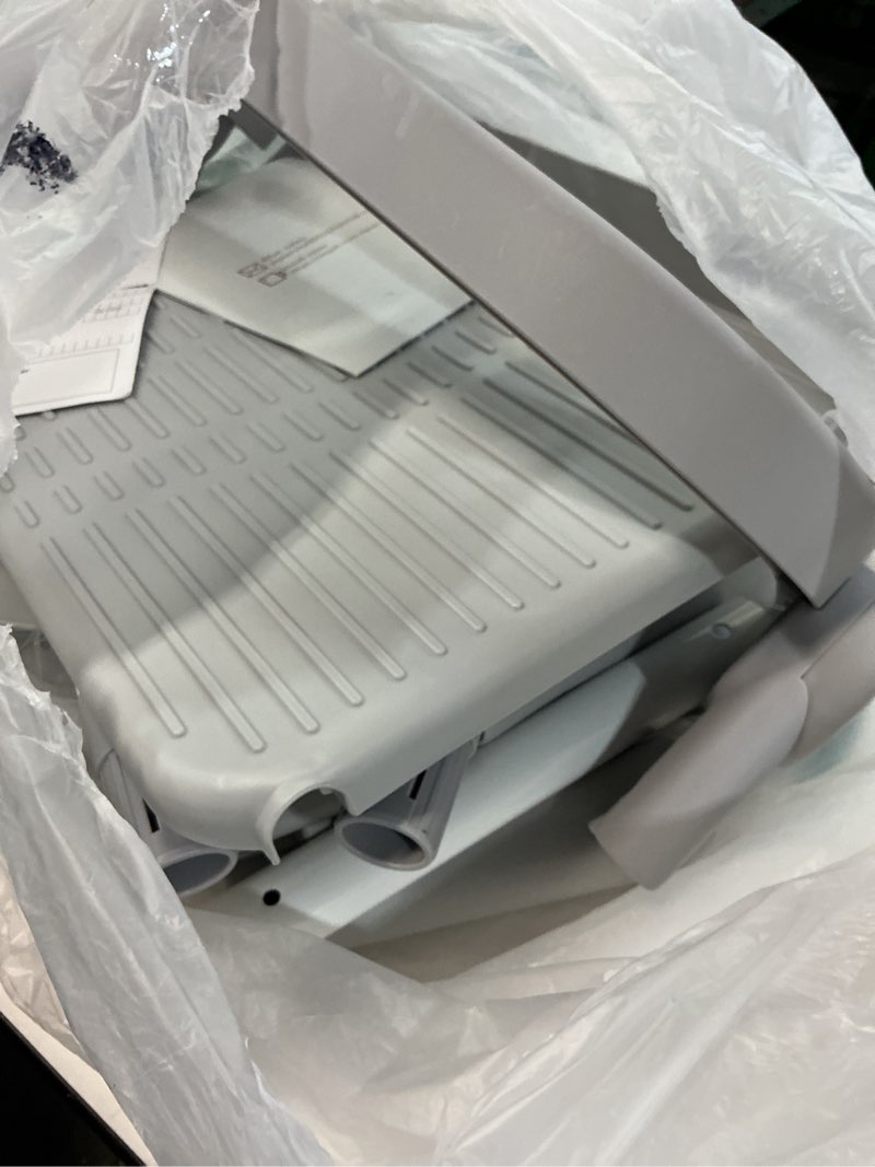 Condition photo showing As Is for Kitchen Step Stool, Foldable Toddler Standing Tower for Bathroom Sink or Kitchen Counter with Safety Net, Suitable for 1-6 Years,Gray Gray Learning Tower Trumpet