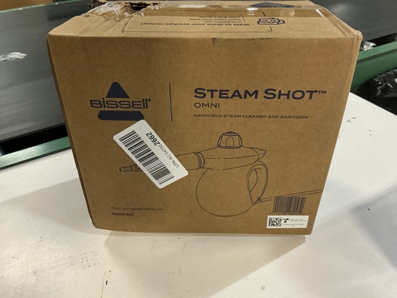 Condition photo showing New/Like New for BISSELL Steam Shot Omni Pressurized Handheld Multi-Surface Natural Portable Steam Cleaner with 7 tools for tile, grout, windows, bathrooms, kitchen, auto