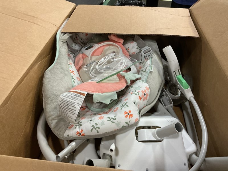 Condition photo showing As Is for ingenuity inlighten 5-speed baby swing - swivel infant seat, 5 point safety harness, nature sounds, lights - nally owl