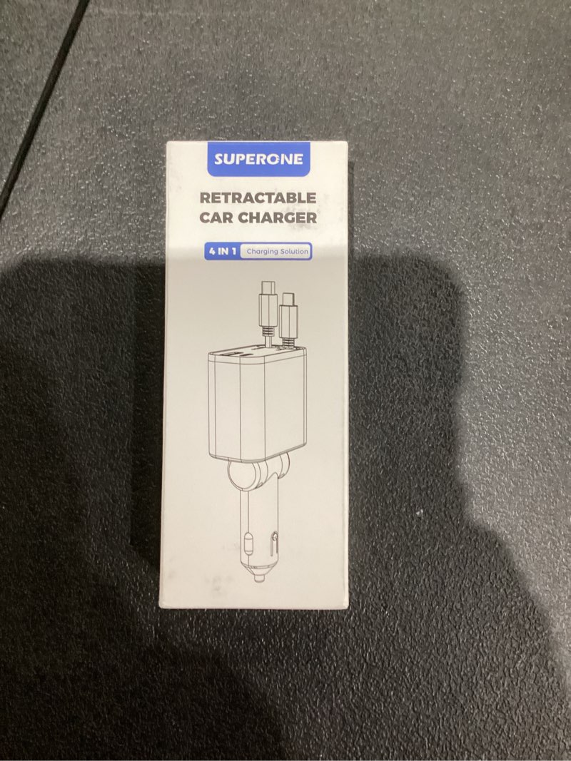 Condition photo showing New/Like New for SUPERONE Smaller 4 in 1 Retractable Car Charger with Dual Type C Cords, 69W Fast Retractable USB C Car Charger, Car Accessories Car Chargers for iPhone 17 16 15 14 13 12 Galaxy Pixel