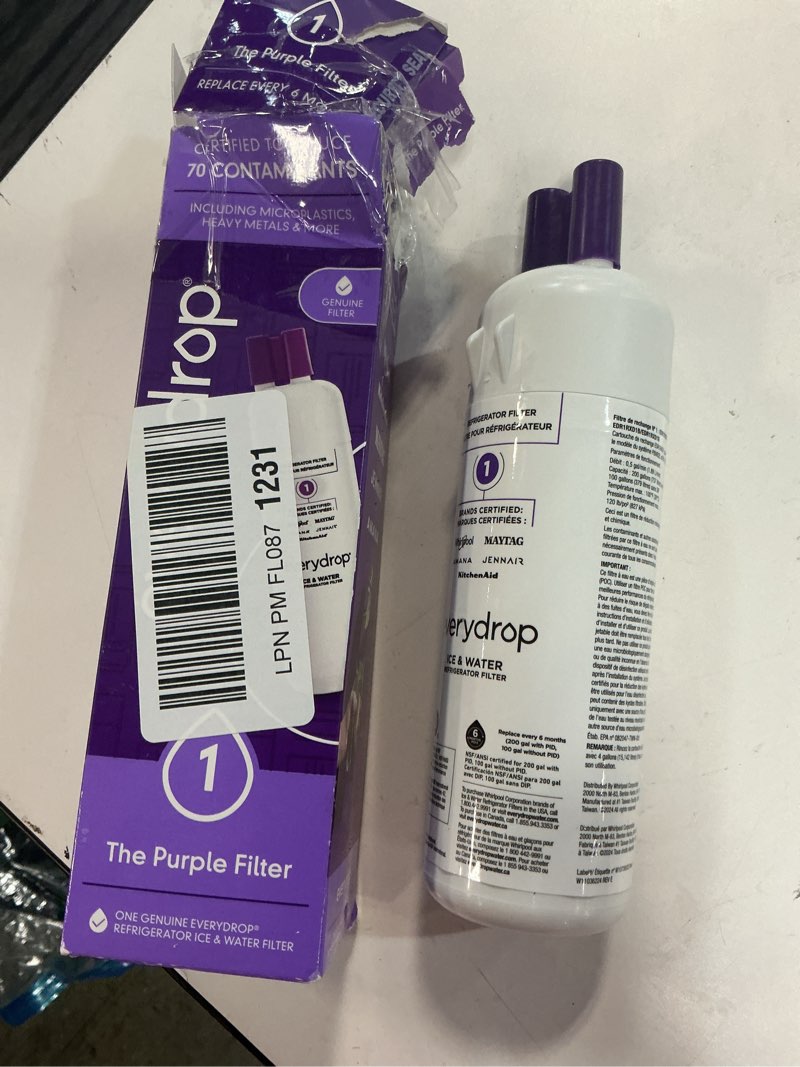Condition photo showing As Is for everydrop by whirlpool ice and water refrigerator filter 1, edr1rxd1, single-pack , purple 1 count (pack of 1)