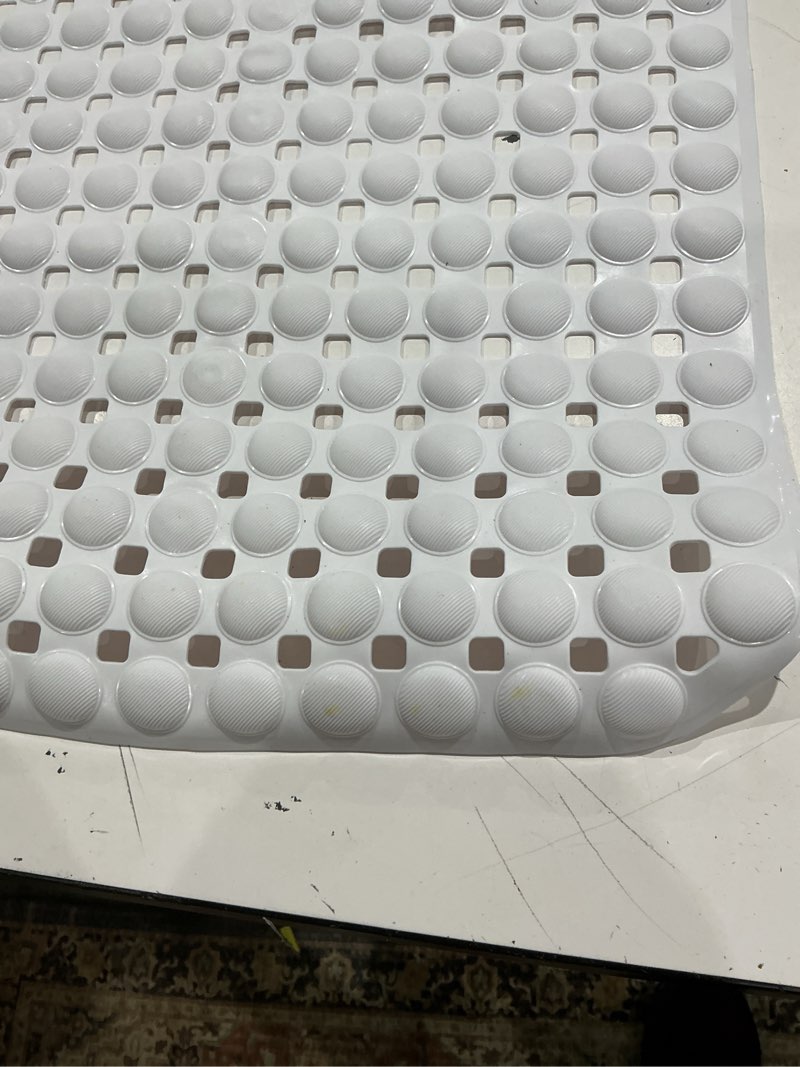 Condition photo showing As Is for selibre non-slip bathtub mat with powerful 0.78-inch suction cups and drainage holes, machine washable and quick drying, non-slip bath mat for kids, spa