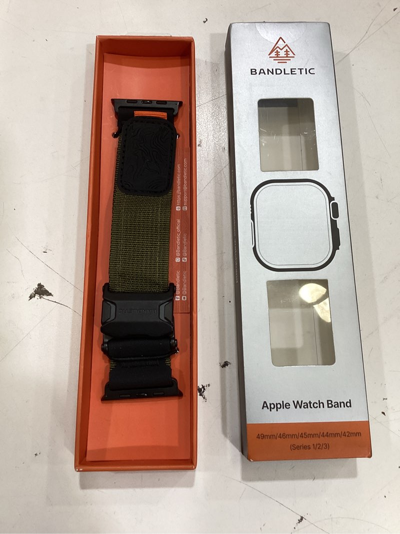 Condition photo showing Good Condition for bandletic nylon compatible with apple watch bands for men women | rugged tactical with magnetic buckle for iwatch ultra 3/2(49mm), 46mm(11/10),series 9/8/7(45mm), se3/6/5/4(44mm), 3/2/1(42mm) armygreen medium(6.50"- 7.09') 49/46/45/44/42(s3/2/1)