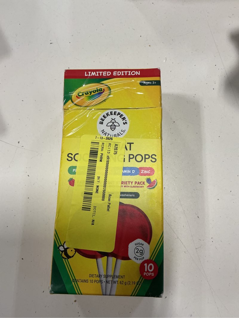 Condition photo showing New/Like New for beekeeper's naturals kids lollipops with vitamin d & honey, allergen free, 10 count
