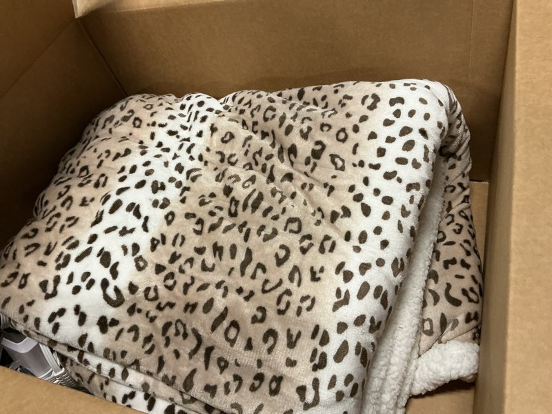 Condition photo showing As Is for Electric Heated Blanket 72"x84" Full Size Microplush & Sherpa Fabric Heated Blanket, Fast Heating, 4 Heat Settings & 10 Hours Auto Off, Machine Washable - Beige Leopard Print 11-beige Leopard Print Full(72"x84")