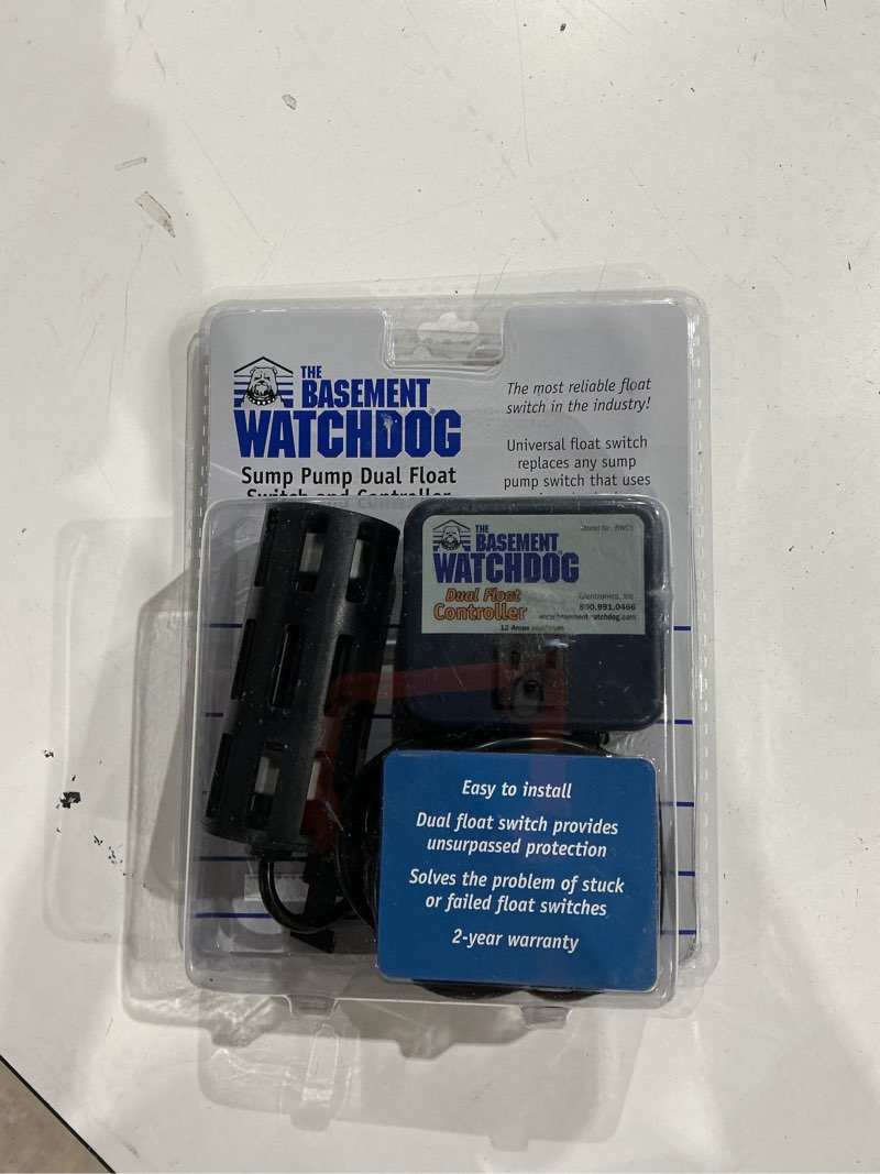 Condition photo showing As Is for basement watchdog universal dual float switch with controller