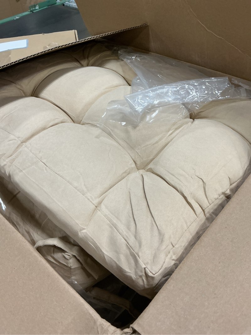 Condition photo showing Good Condition for juexica 4 sets outdoor patio chair cushions seat high back tufted pillow replacement rocking chair cushions pads for patio summer seasonal indoor home office(beige apricot) beige apricot 17 x 17 inch