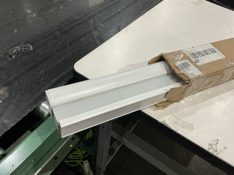 Condition photo showing As Is for joydeco no tools no drill window blinds for indoor windows, blackout shades cellular shades cordless, no drill blinds for windows, window shades for home, bedrooms, doors (white, 57" w x 64" h) white - no drill design 57"w x 64"h
