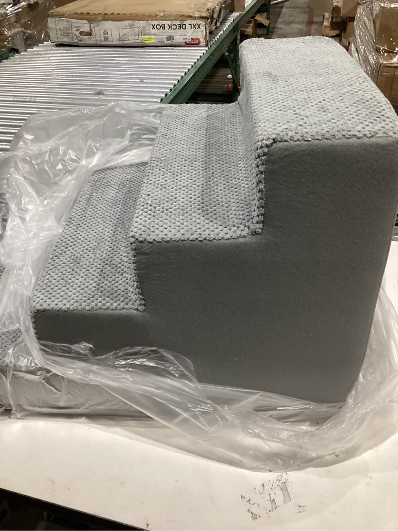 Condition photo showing Good Condition for dog stairs for small dogs - high density foam dog ramp, extra wide pet steps with non-slip bottom for high beds, couche and sofa, best for pet injured, older dogs cats (grey, 4 steps)