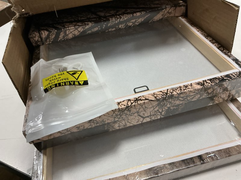 Condition photo showing Good Condition for nachic wall large 5 piece canvas wall art tree by lake at sunset picture canvas prints vintage sepia landscape photo painting for home office decor