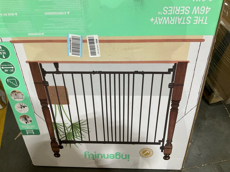 Condition photo showing Good Condition for Summer Infant Metal Banister & Stair Safety Baby Gate, 31'-46' Wide, 32.5' Tall, Banister & Wall Mount, Black Black Baby Gate