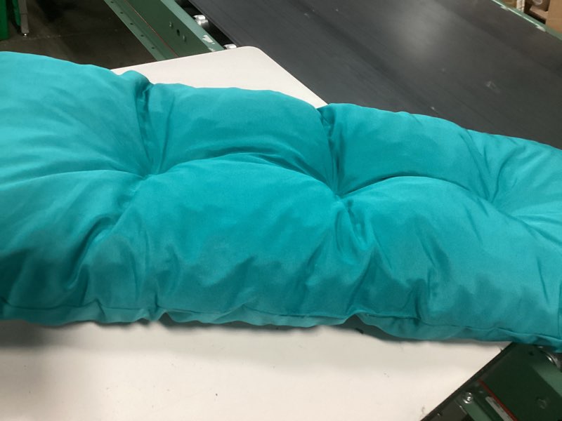 Condition photo showing Good Condition for outdoor bench cushion waterproof, tufted bench seat cushion 36 x 15 inch, patio wicker indoor seat pads for outside garden patio balcony, blue 36x15 inch peacock blue