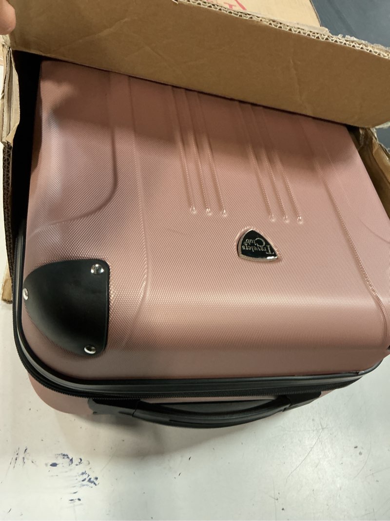Condition photo showing Good Condition for travelers club chicago hardside expandable spinner luggage, rose gold, 22" carry-on 22" carry-on rose gold