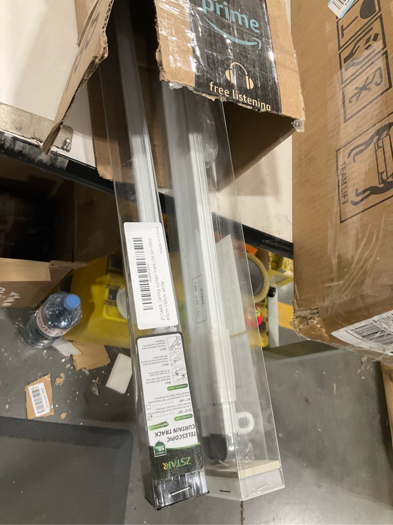 Condition photo showing Good Condition for ZSTARR Retractable Ceiling Curtain Track, Measurement-Free 33.5''-59'', Room Divider, Shower Curtain, Parallel Bay Window, RV Track (White) White 33.5''-59'' (1 Set)