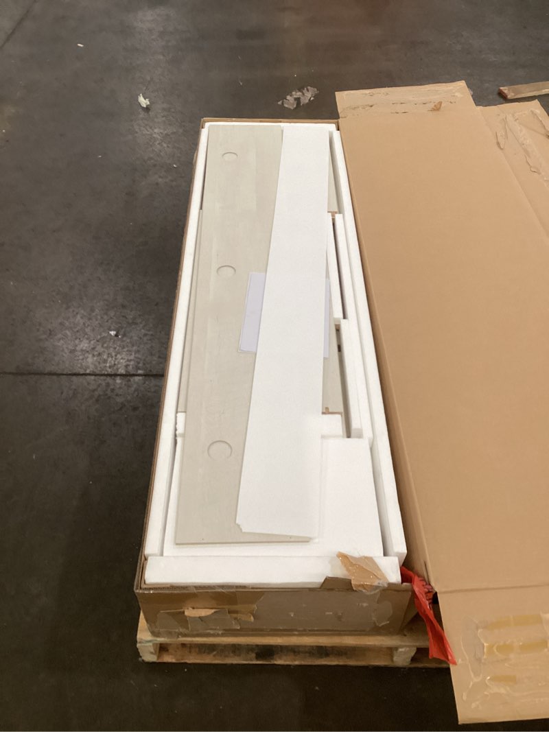 Condition photo showing As Is for Mr. Kate Tess TV Stand for TVs up to 65", Ivory Oak