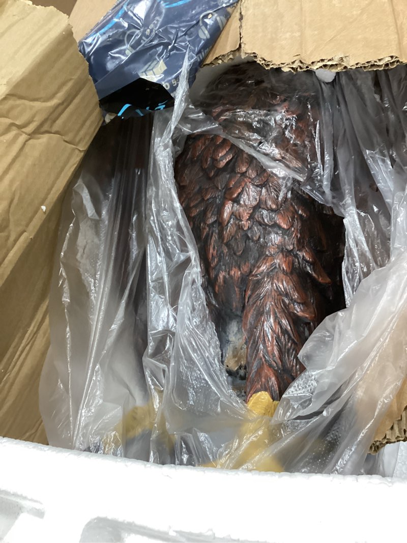 Condition photo showing As Is for lefedrasticity bald eagle statue outdoor large american patriotic eagle statue for garden yard hand painted resin eagles sculpture for patio lawn backyard front porch