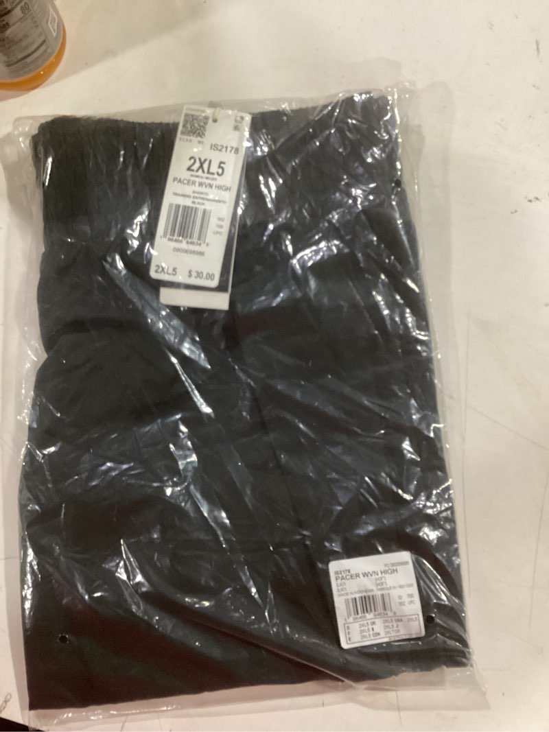 Condition photo showing New/Like New for Adidas Women's Pacer Training 3 Stripes Woven High Rise Shorts, Black, XX-Large 5 Inch Inseam