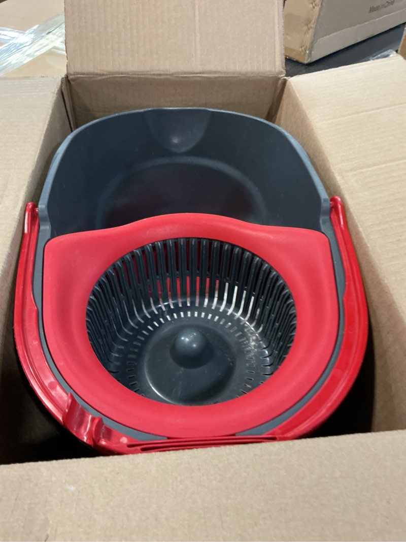 Condition photo showing As Is for o-cedar easywring microfiber spin mop, bucket floor cleaning system, red, gray, standard easywring spin mop & bucket