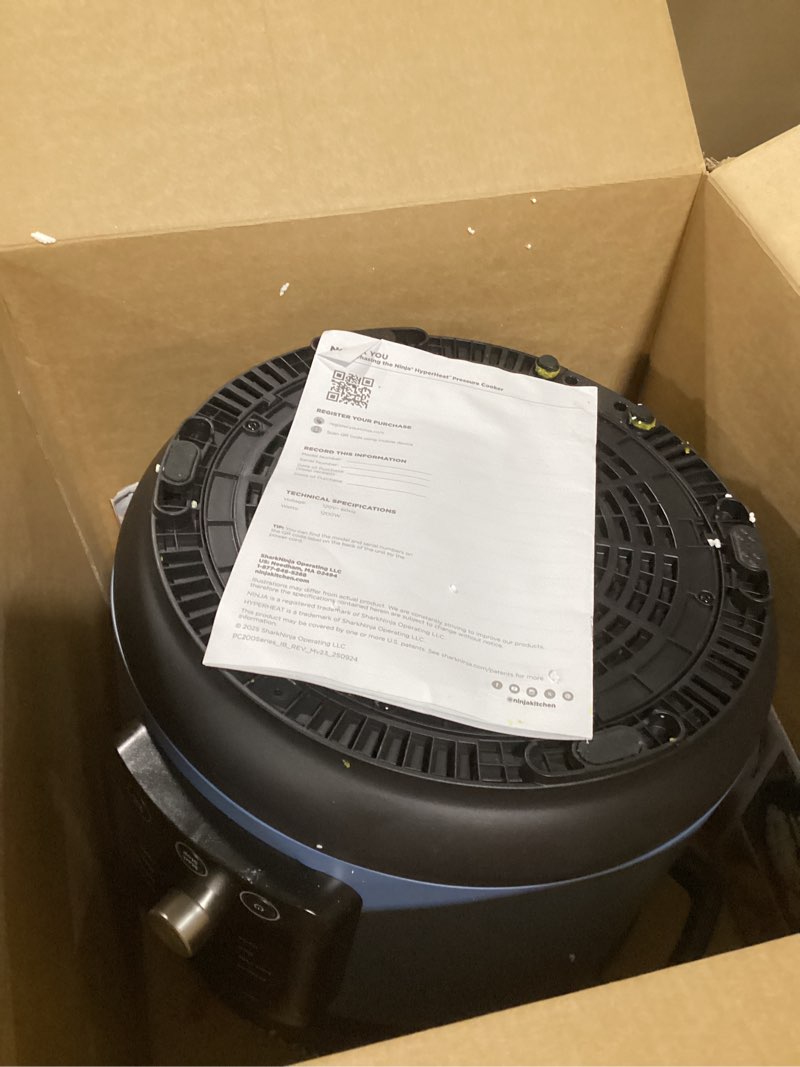 Condition photo showing As Is for ninja hyperheat 9-in-1 6.5-qt pressure cooker | steams, slow cooks, sears, sautés, sous vide, yogurt & more | with simpliserve pot | powerful 1200-watt | blue macaron | pc201