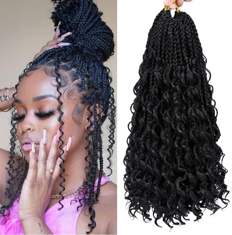 Goddess Boho Box Braids Crochet Hair-8 Packs 14 Inch Crochet Box Braids for Black Women Pre Looped (