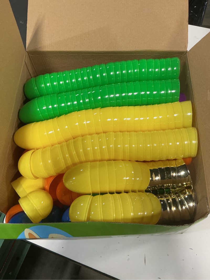 Condition photo showing Good Condition for 200 pcs 3.1" fillable easter eggs bulk with 6 surprise golden eggs, colorful plastic easter egg empty for easter egg hunt party favors kids easter basket stuffers fillers classroom prizes for boy girl 200 pack 3.1 inch eggs