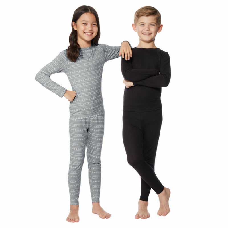 Free Country Youth Unisex 2 Piece Base Layer  Long Sleeve and Pant Set (COLOR BLACK), S (7/8))