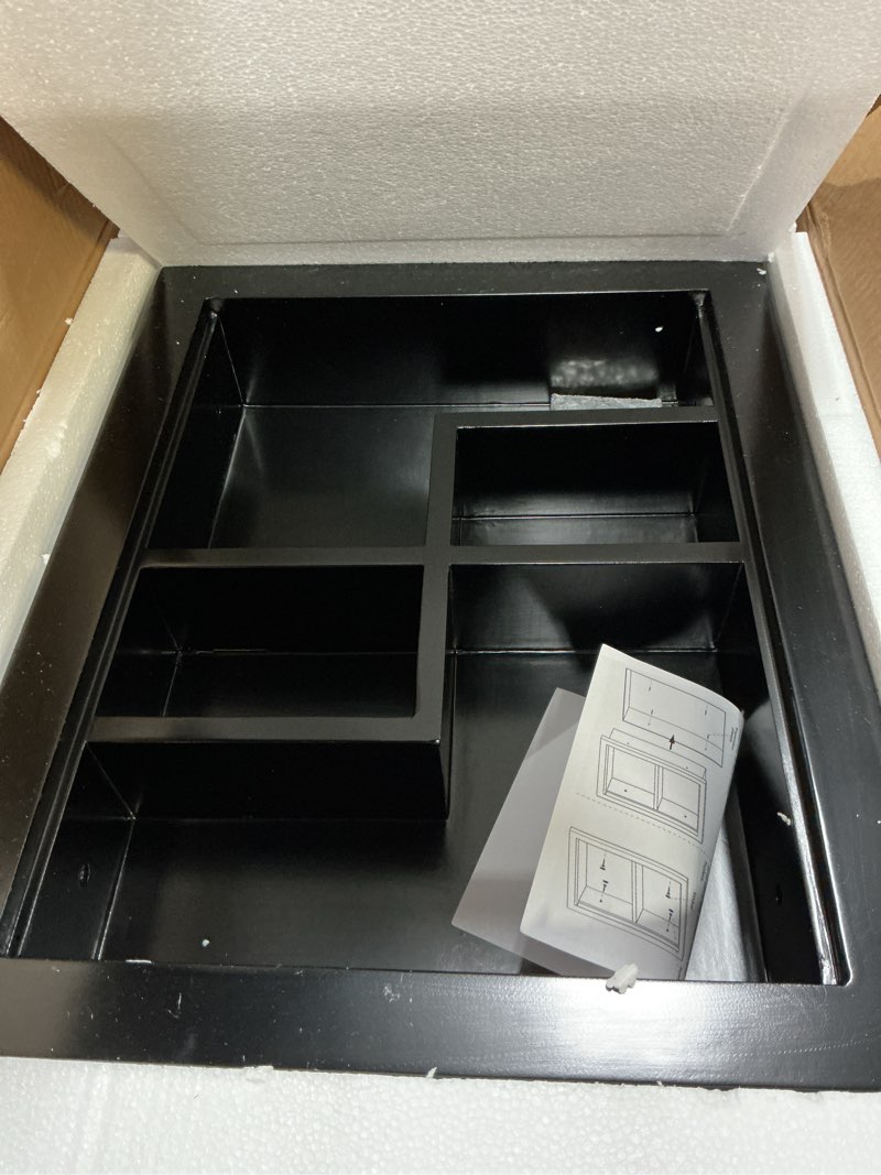 Condition photo showing Good Condition for Stainless Steel Recessed Medicine Cabinet 14 * 18, Rust-proof Metal Wall Niche, In Wall Shower Niche Shelf Insert Replacement, Recessed Medicine Cabinets for Drywall, with 4 Compartments, Black Black 18''H * 14''W (4 Compartments)