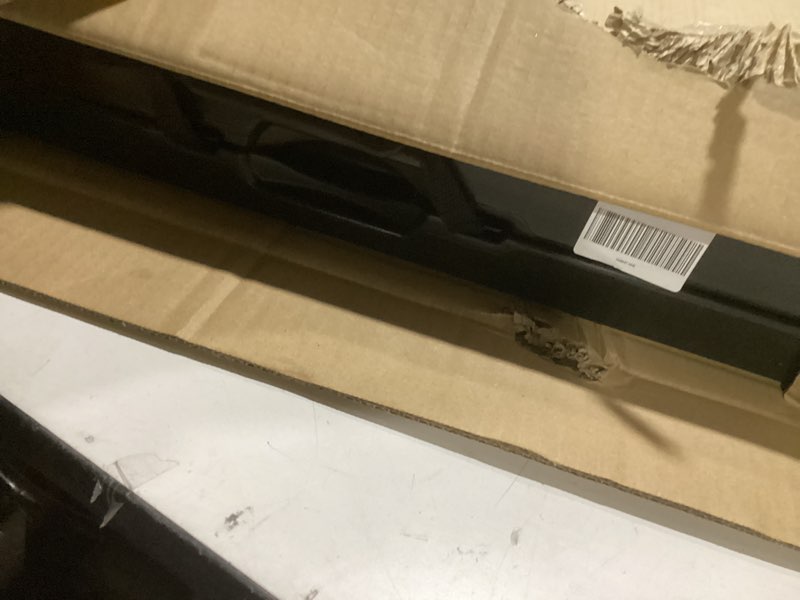 Condition photo showing As Is for Amazon Basics 4 Foot Rectangular Folding Dining Table, 4 Adjustable Height Settings with Carrying Handle, Indoor & Outdoor, Washed Black, 47.8 x 23.9 x 33.9 in 47.8 x 23.9 x 33.9 in Washed Black