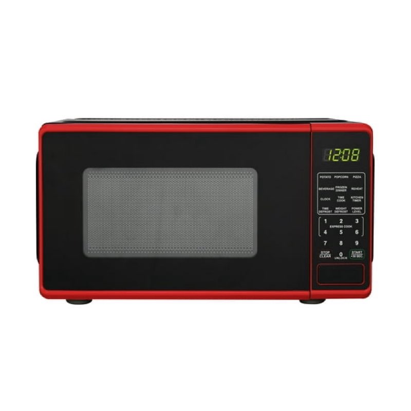 mainstays 0.7 cu ft countertop microwave oven, 700 watts, red